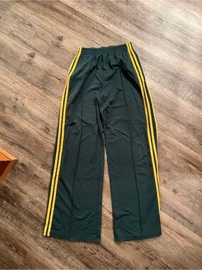 Soft Green Track Pants with Yellow Stripes